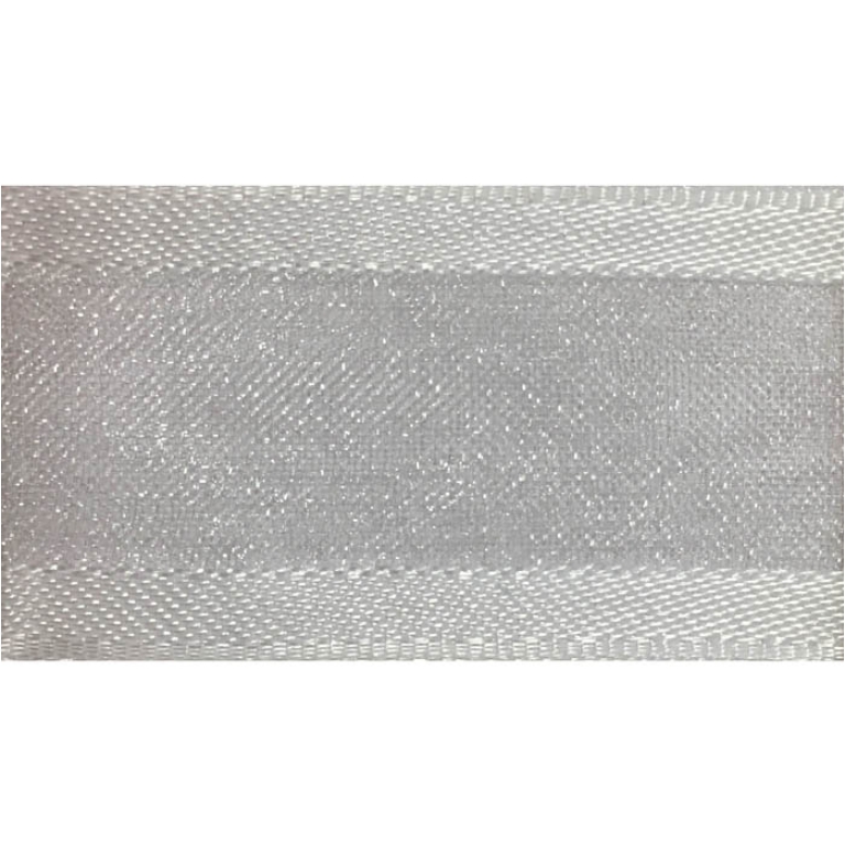 NASTRO ORGANZA 38MMX25MT BORDATO RASO BIANCO 001