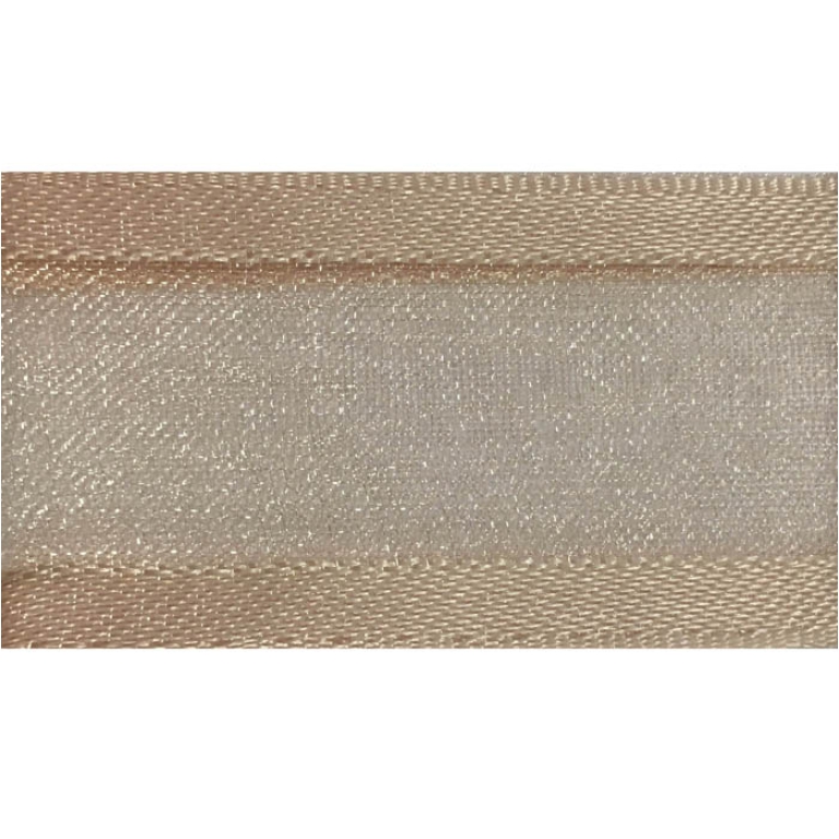 NASTRO ORGANZA 25MMX25MT BORDATO RASO BEIGE 003