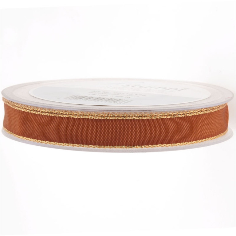 NASTRO TESSUTO 15MMX25MT COGNAC BORDATO ORO