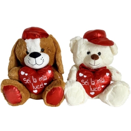 PELUCHE CUORE 30CM ROSSO RIGATO I LOVE YOU: vendita ingrosso con