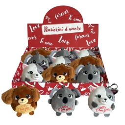 PELUCHE ANIMALI PALLA 9CM CON CUORE