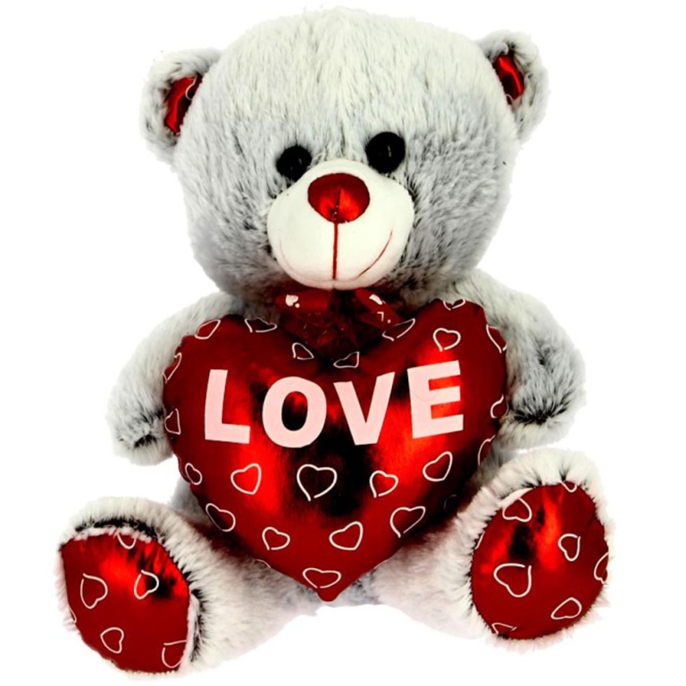 PELUCHE ORSO 28CM CON CUORE ROSSO