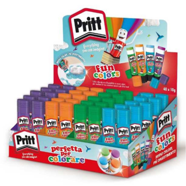 COLLA STICK PRITT 10GR   48PZ FUN COLORS RAINBOW