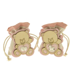 SACCHETTO 6PZ ARTE BAG   H.8CM ORSO BABY ROSA