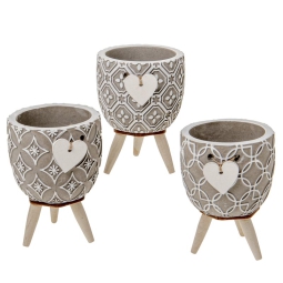 VASO PIANTINA 3PZ DECORO CUORE D7,5H11CM ASSORTITI