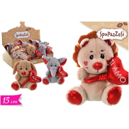 PELUCHES ANIMALE CON CUORE 15CM