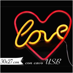 DECORAZIONE LUMINOSA CUORE CON SCRITTA LOVE