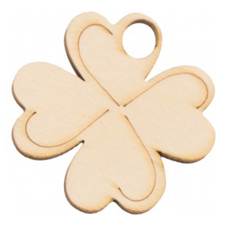 DECORO QUADRIFOGLIO 4CM  12PZ LEGNO