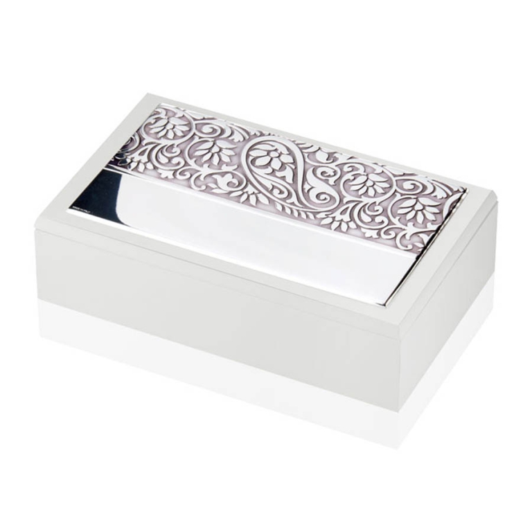 COFANETTO 21X13H6CM ARGENTO SPUTTERING GRECHE FIORI