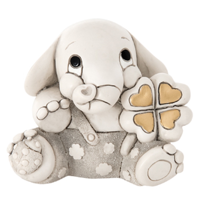 ELEFANTE QUADRIFOGLIO    7X7CM BIANCA GIFT BOX