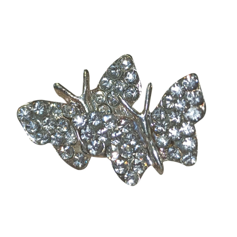 CIONDOLO FARFALLE 5PZ    2,4X2CM STRASS BIANCO