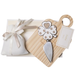 TAGLIERE + COLTELLO QUADRIFOGLIO BIANCO E GIFTBOX