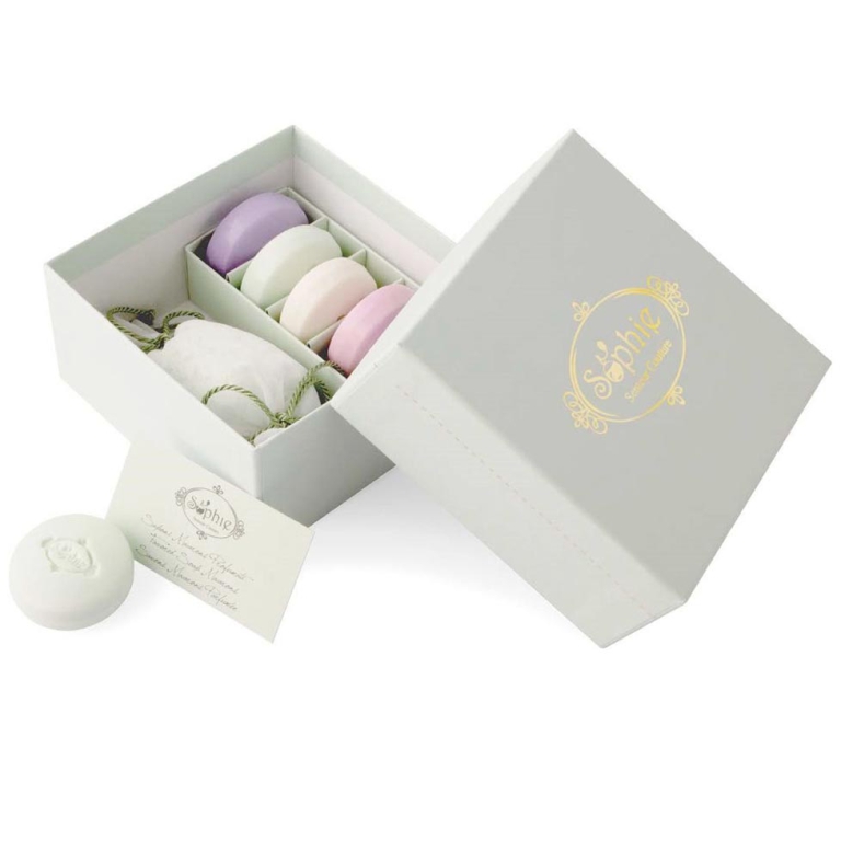 SCATOLA PANNA 5 SAPONI   MACARONS+SCAGLIE GIFTBOX