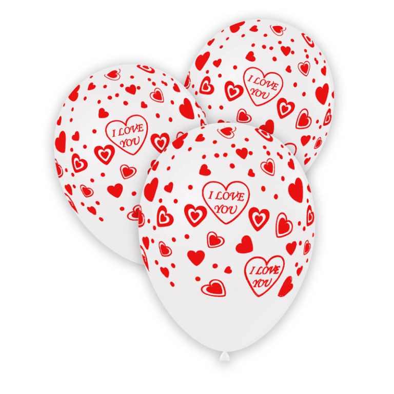 PALLONCINI 100PZ 30CM BIANCO I LOVE YOU BIO