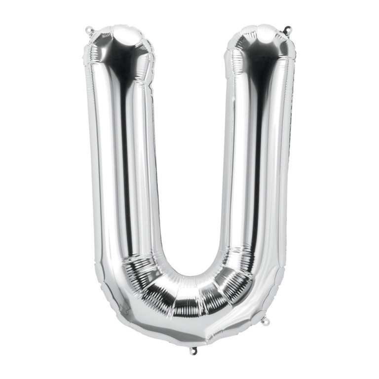 PALLONCINI MYLAR LETTERA U ARGENTO METAL 101CM