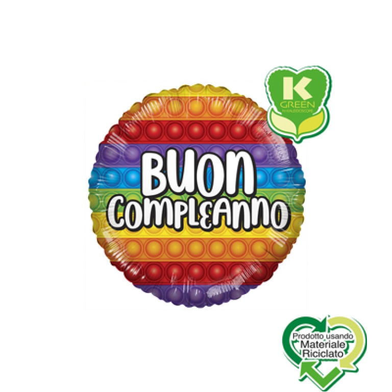 PALLONCINO MYLAR 46CM    BUON COMPLEANNO POP IT