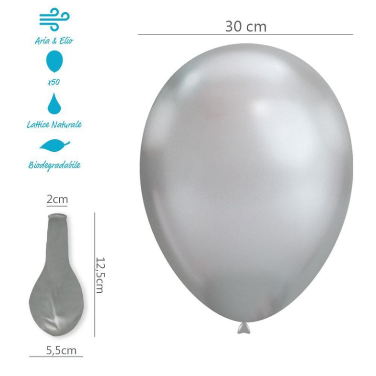 PALLONCINI 50PZ 30CM SOFT LINE ARGENTO BIO 2