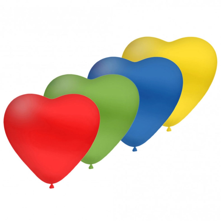 PALLONCINI CUORE 100PZ 12CM COL. ASSORTITI BIO