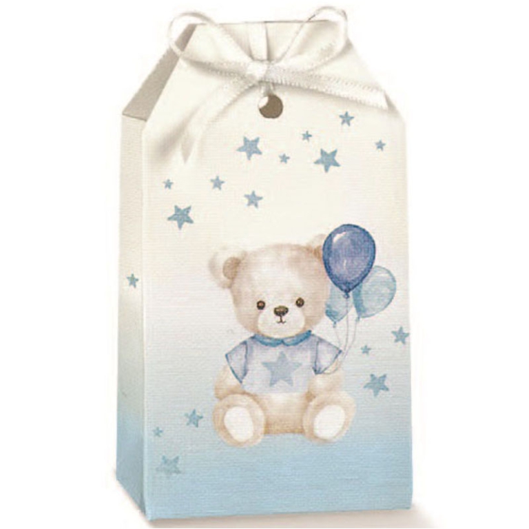 SCATOLE BABY ORSETTO AZZURRO 10PZ 55X35X100 TAG