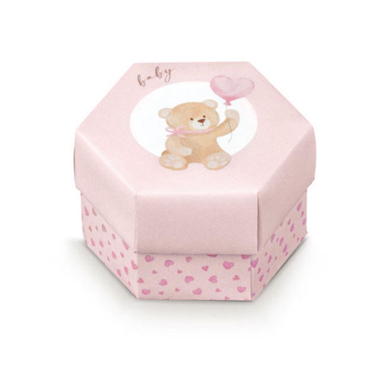 SCATOLE LITTLE BEAR ROSA 10PZ 80X55 ESAG. FONDO COPERCHIO