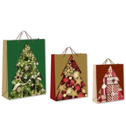 SHOPPER 33X44X10CM XMAS TREE ORO E VERDE