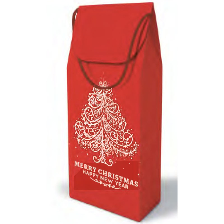 SHOPPER BOTTIGLIA 11X35X9CM WINE CHRISTMAS ROSSO