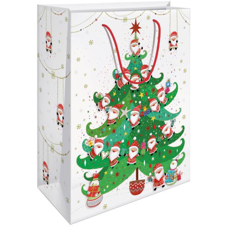 SHOPPER 18X23X10CM SANTA CLAUS TREE FOIL