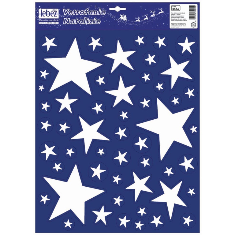 VETROFANIA STELLE GLITTER ORO/ARGENTO/BIANCO 30X37 3