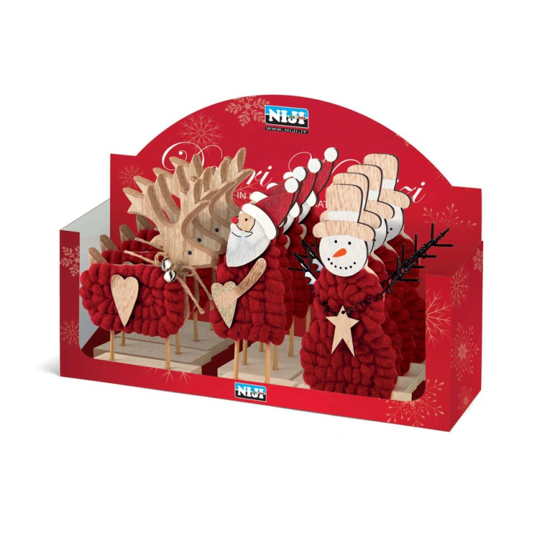 DECORI NATALE LEGNO 12PZ EXPO