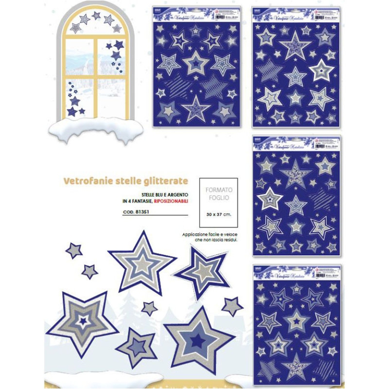 VETROFANIA GLITTER SOGGETTI ASSORTITI 64X15