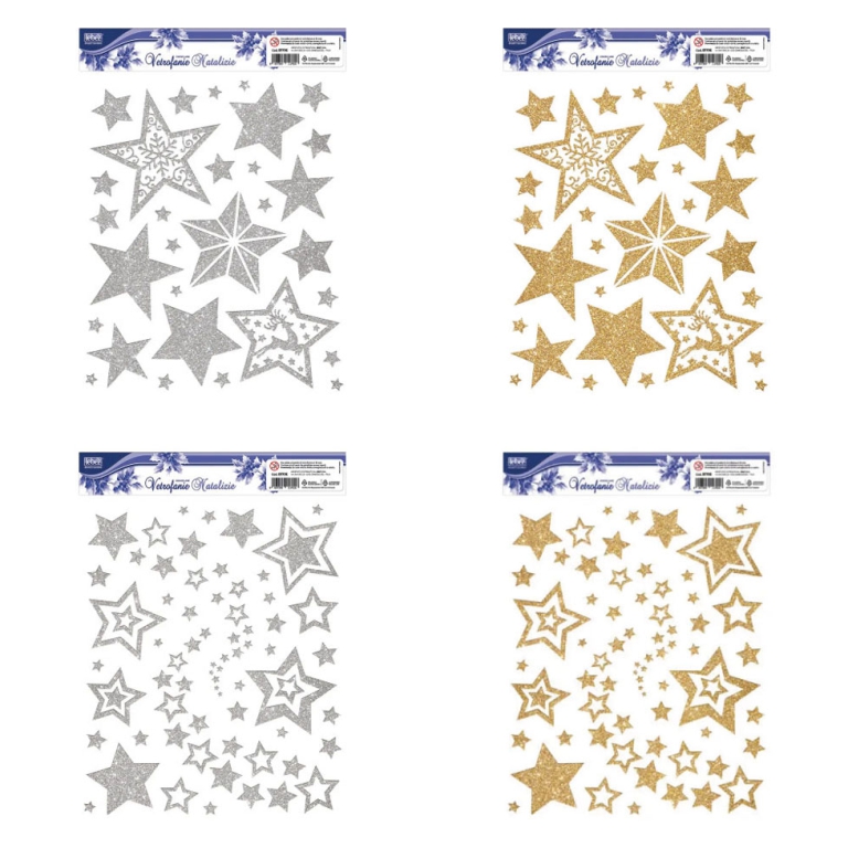 VETROFANIA GLITTER STELLE ORO/ARG ASSORTITE 30X37