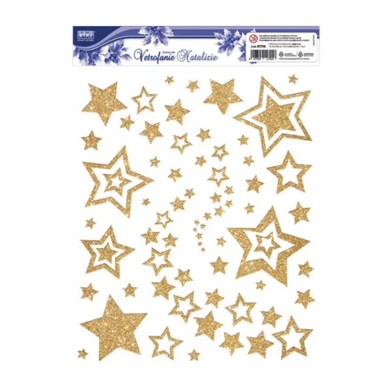 VETROFANIA GLITTER STELLE ORO/ARG ASSORTITE 30X37 3