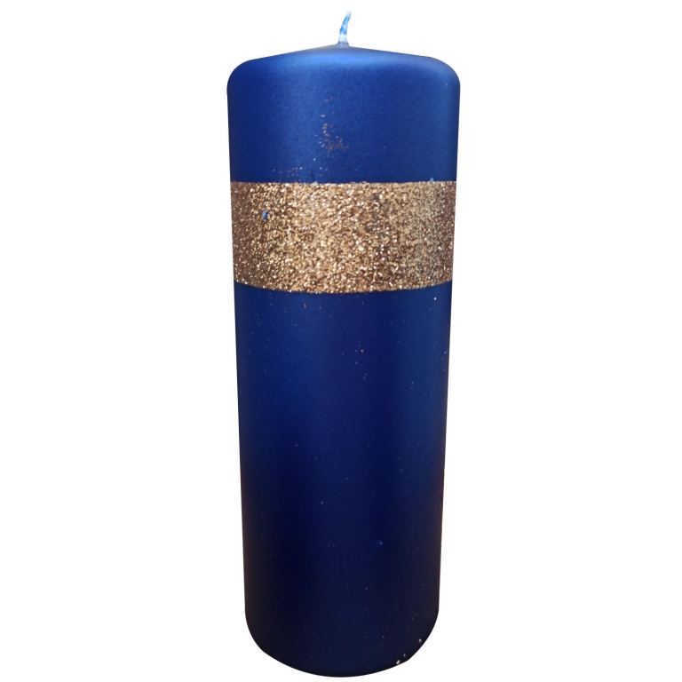 CANDELA MOCCOLO BLU/ORO  D7H20CM