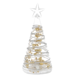 ALBERO VETRO LED H16CM   SPIRALE GLITTER INT.ORO