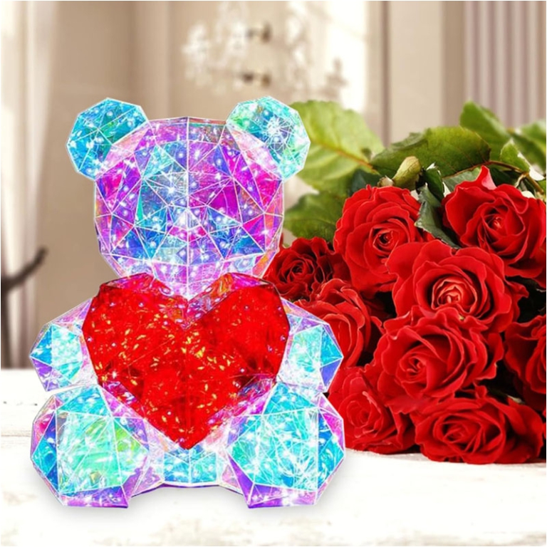 LAMPADA ORSO CON CUORE   14X13X17CM 70LED 3