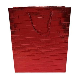 SHOPPER REGALO 25X20X10CMROSSA TRAMA A RILIEVO