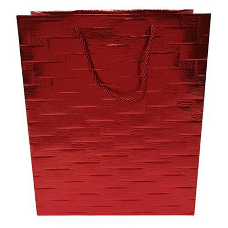 SHOPPER REGALO 33X27X12CMROSSA TRAMA A RILIEVO