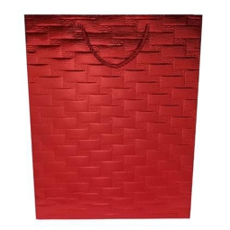 SHOPPER REGALO 42X33X11CMROSSA TRAMA A RILIEVO