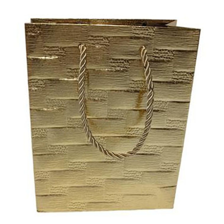 SHOPPER REGALO 18X14X7CM ORO TRAMA A RILIEVO