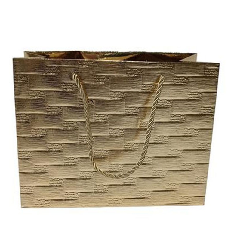 SHOPPER REGALO 23X18X10CM ORO TRAMA A RILIEVO