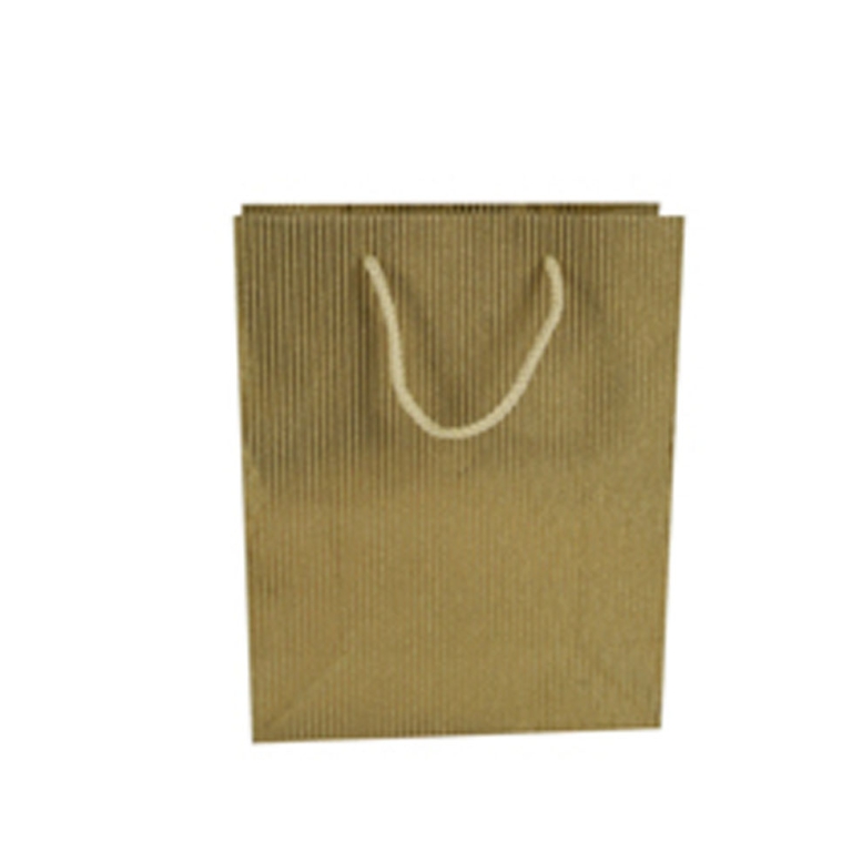 SHOPPER 20X25X8CM RIGATA ORO LUCIDA