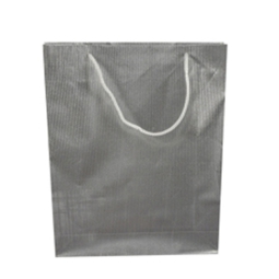 SHOPPER 33X42X11CM RIGATA ARGENTO LUCIDA