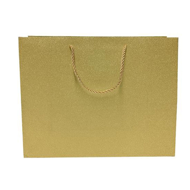 SHOPPER REGALO 31X26X12CM EFFETTO GLITTER ORO