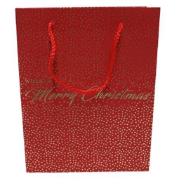 SHOPPER REGALO 32X26X10CM POIS MERRY XMAS ROSSA