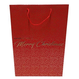 SHOPPER REGALO 42X30X12CM POIS MERRY XMAS ROSSA