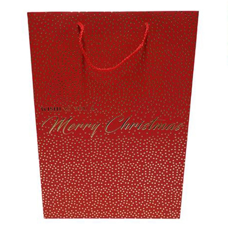 SHOPPER REGALO 50X40X18CM POIS MERRY XMAS ROSSA