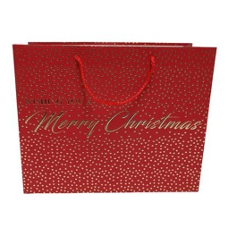 SHOPPER REGALO 32X26X12CM POIS MERRY XMAS ROSSA