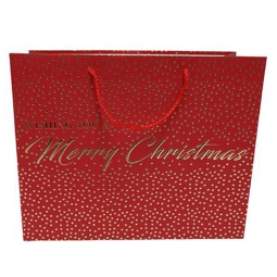 SHOPPER REGALO 40X30X12CM POIS MERRY XMAS ROSSA