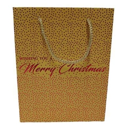 SHOPPER REGALO 26X32X10CM POIS MERRY XMAS ORO