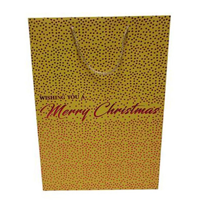 SHOPPER REGALO 42X30X12CM POIS MERRY XMAS ORO